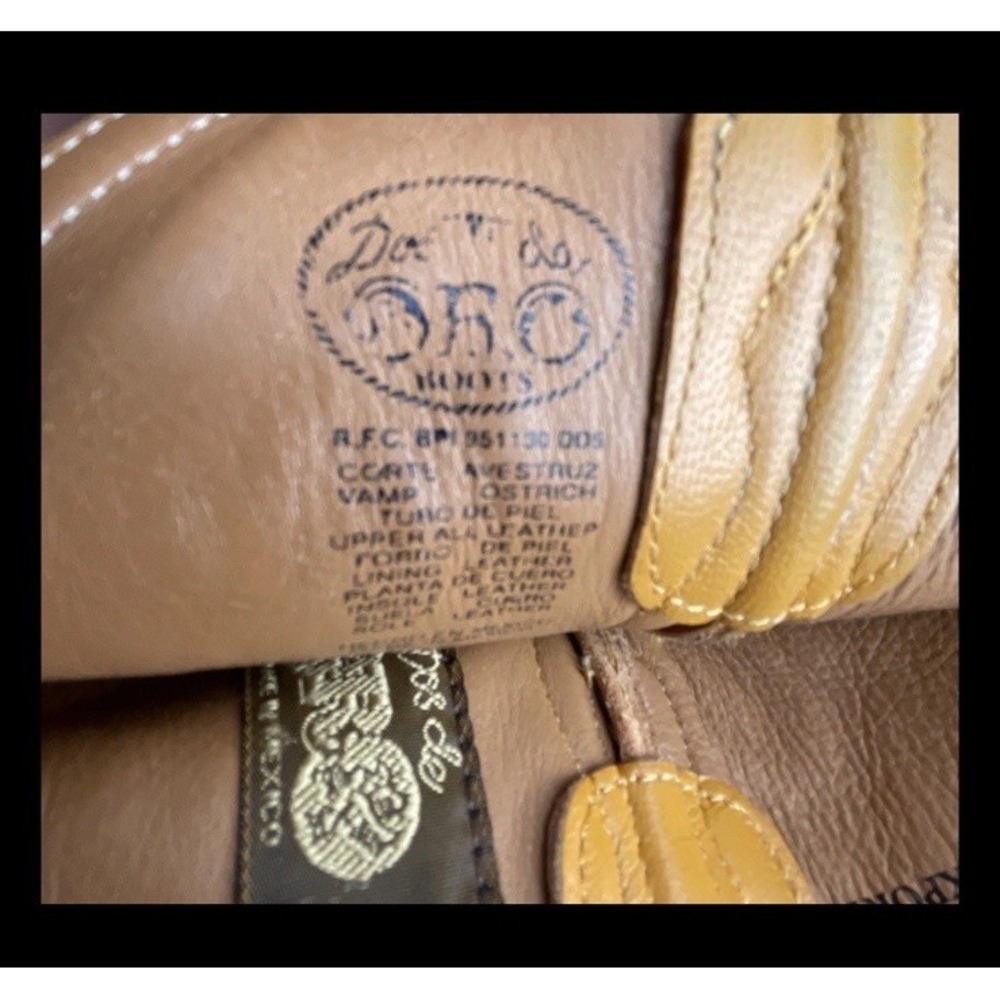 Vintage Dos De Oro Genuine Ostrich Tan Honey Western Cowboy Boots 6.5 US 25.5MX - Picture 9 of 13